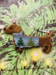 Сами с усами. Набор для вышивания "Такса "Оттепель. Елки", 10х6, арт. С007-10 