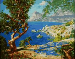 МСА225 (GX27849) Картина по номерам Paintboy "Дерево на скалистом берегу" 