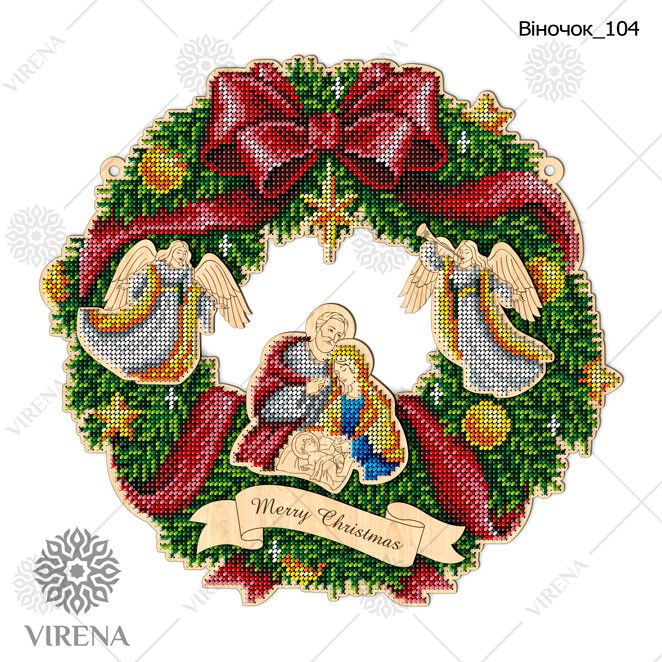 Набор для вышивания бисером по дереву Virena, 27х26, ВЕНОК-104